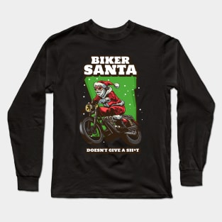 Biker santa funny Long Sleeve T-Shirt